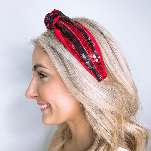 Red/Black Sequin Headband U73