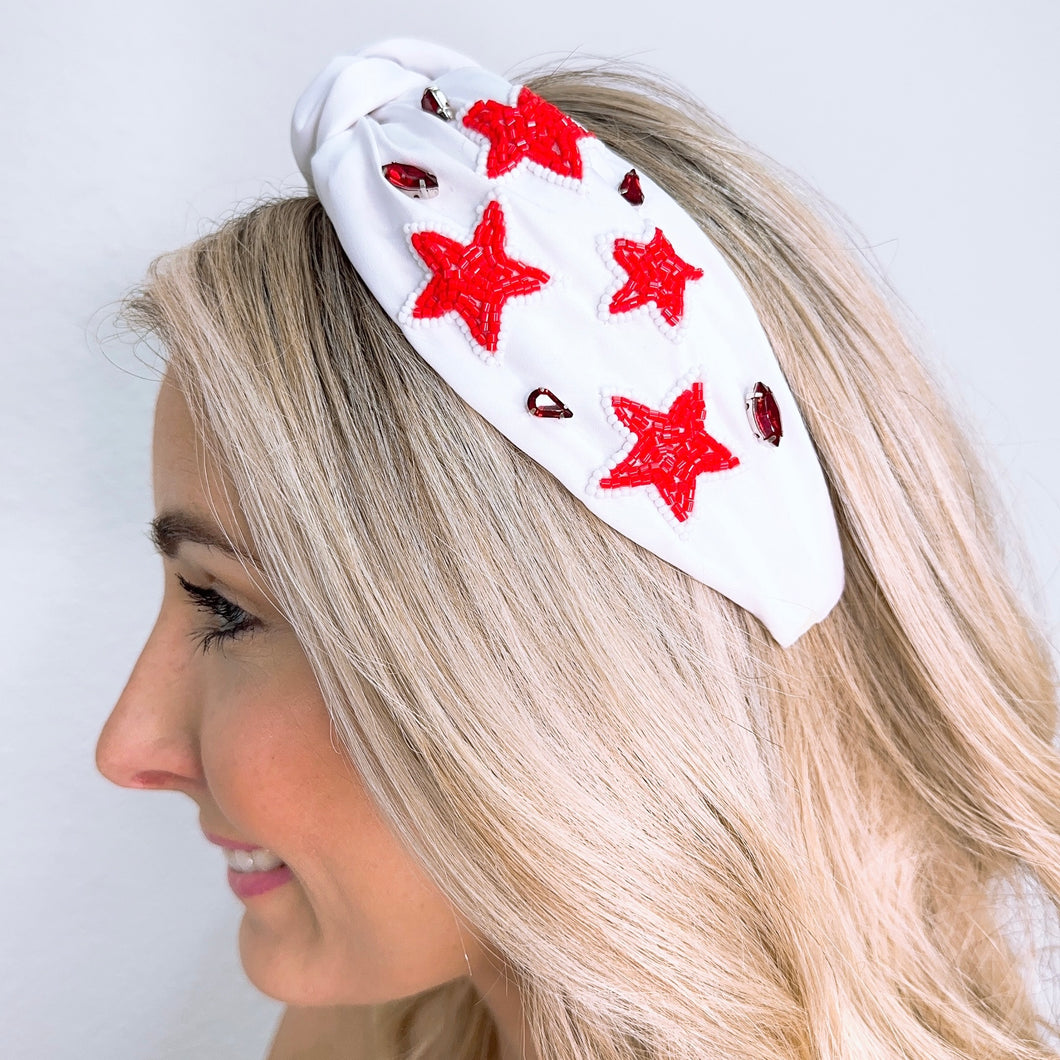 Star Red/White Headband