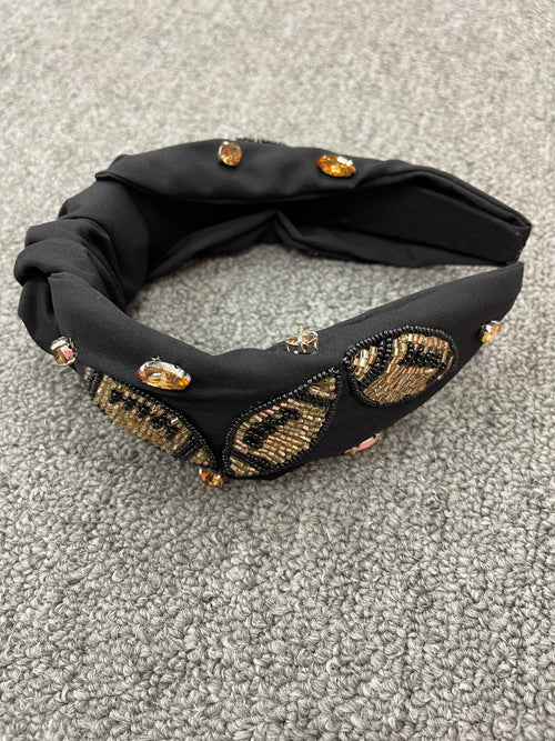 Black/gold Football headband