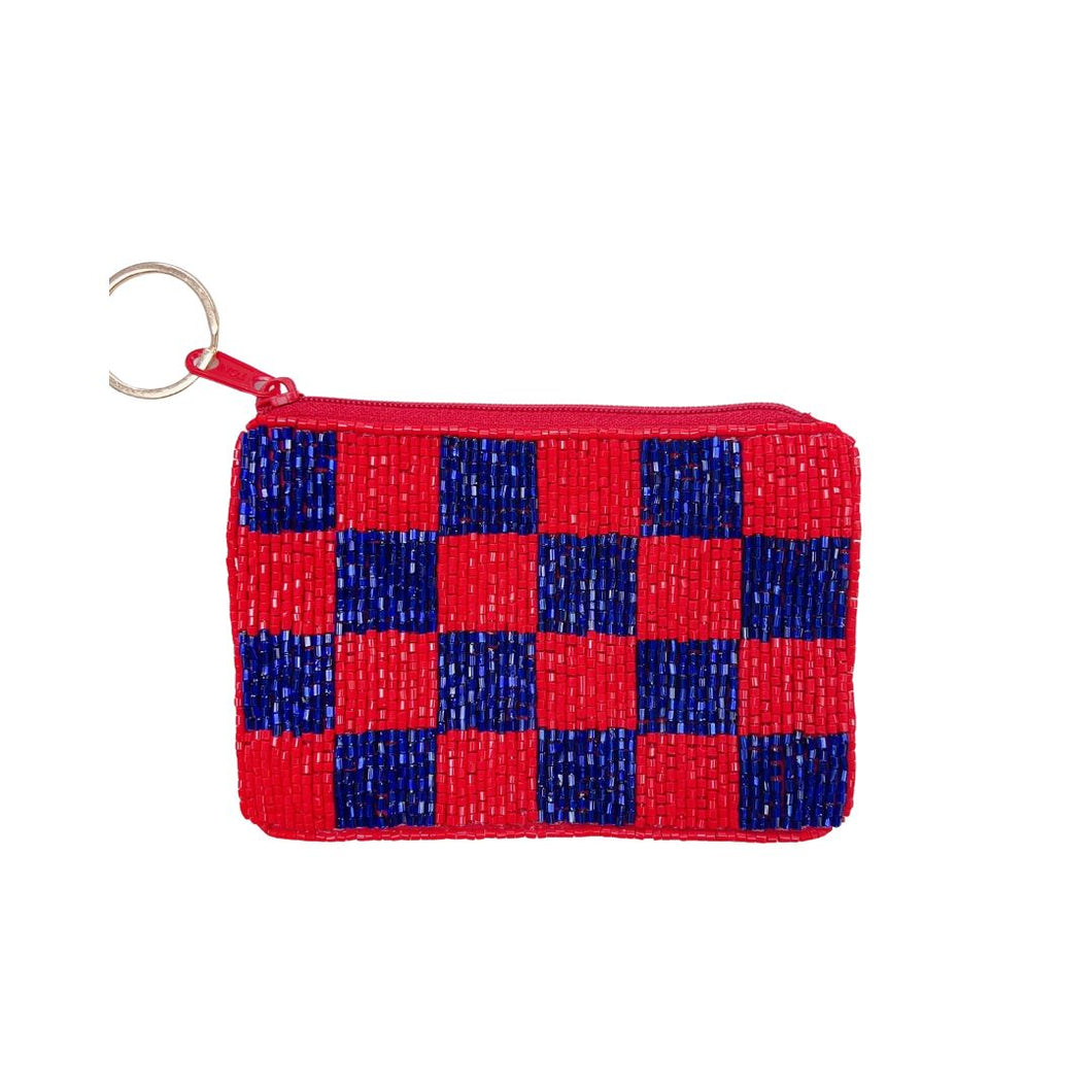 Checkered Blue/Red Keychain Pouch