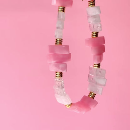Glow Stone Pink/Clear Necklace