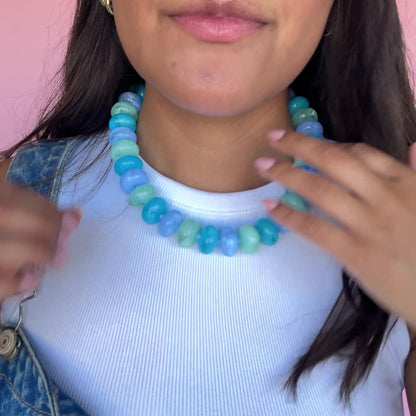 Sugar Bead Multi Blue Necklace