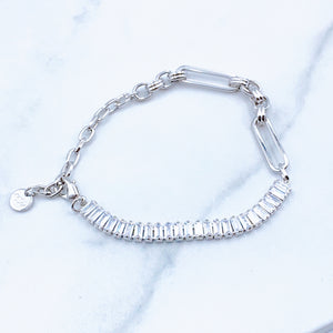 Crystal Chain Silver Bracelet O24