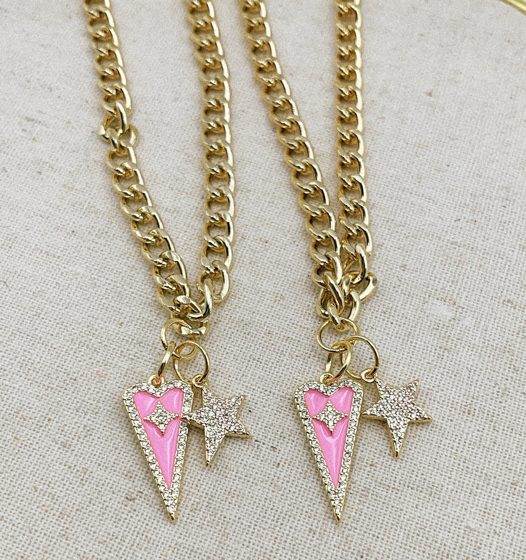 pink kind heart necklace