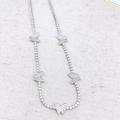 Butterfly Crystal Silver Neck J43