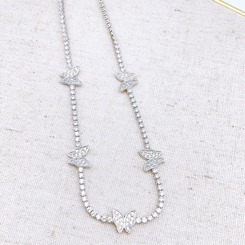 Butterfly Crystal Silver Neck J43