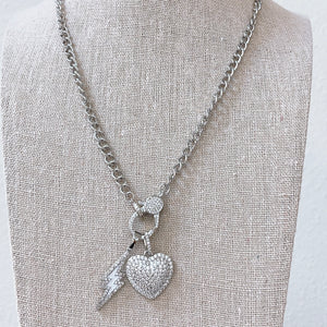 Heart Lightning White Necklace J15