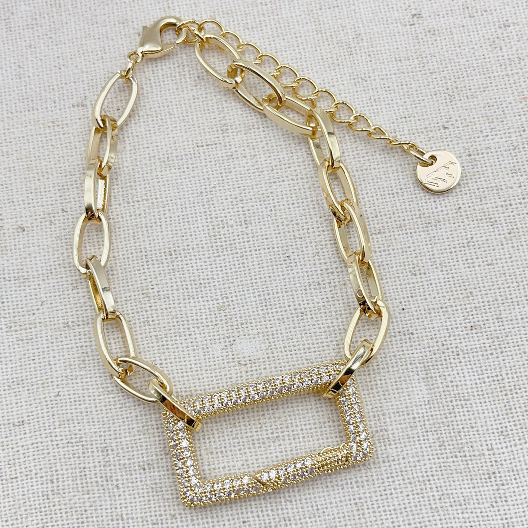Rectangle Crystal Bracelet Gold O26