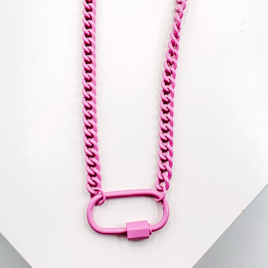 Light Pink Enamel Clip Necklace L4