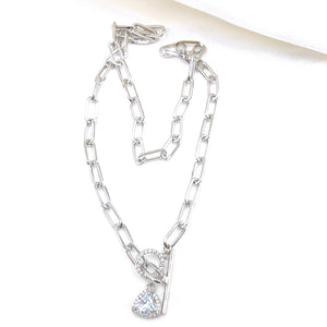 Triangle Crystal Necklace Silver M3