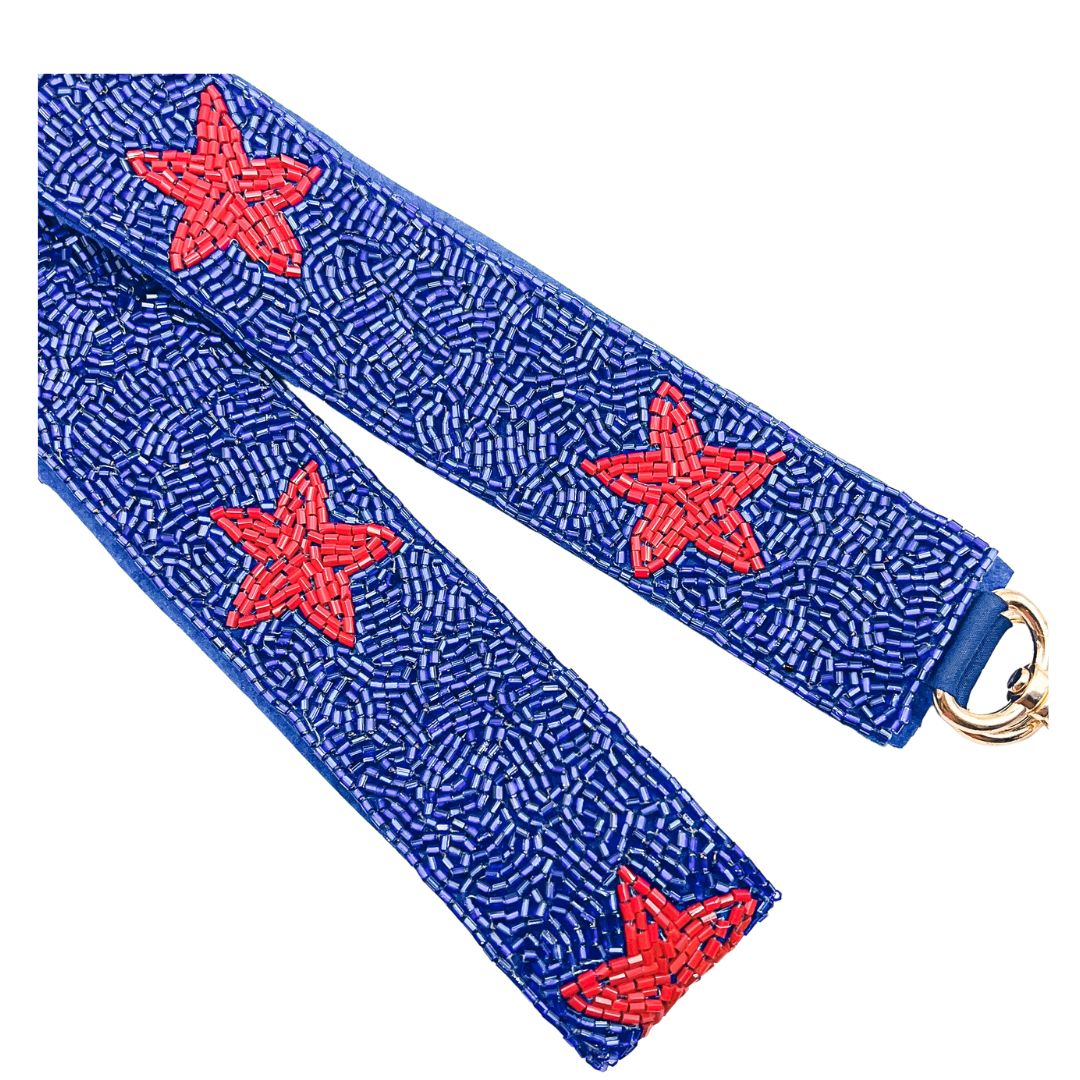 Blue/Red Beaded Star Strap