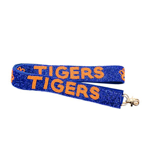 Beaded strap  tigers blue orange