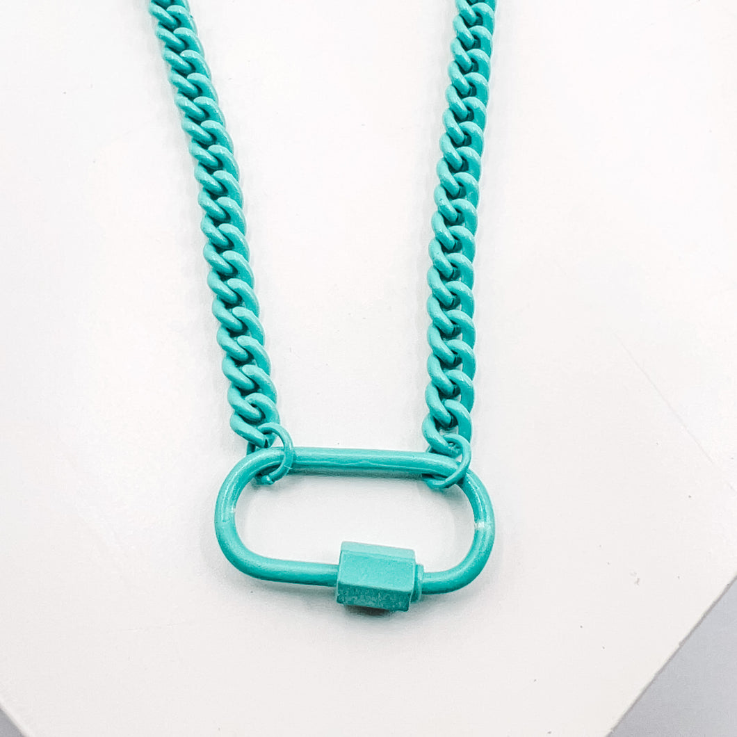 Turquoise Enamel Clip Necklace L3