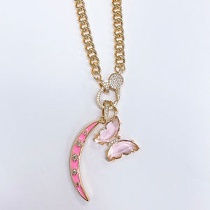 Lucy  pink butterfly necklace