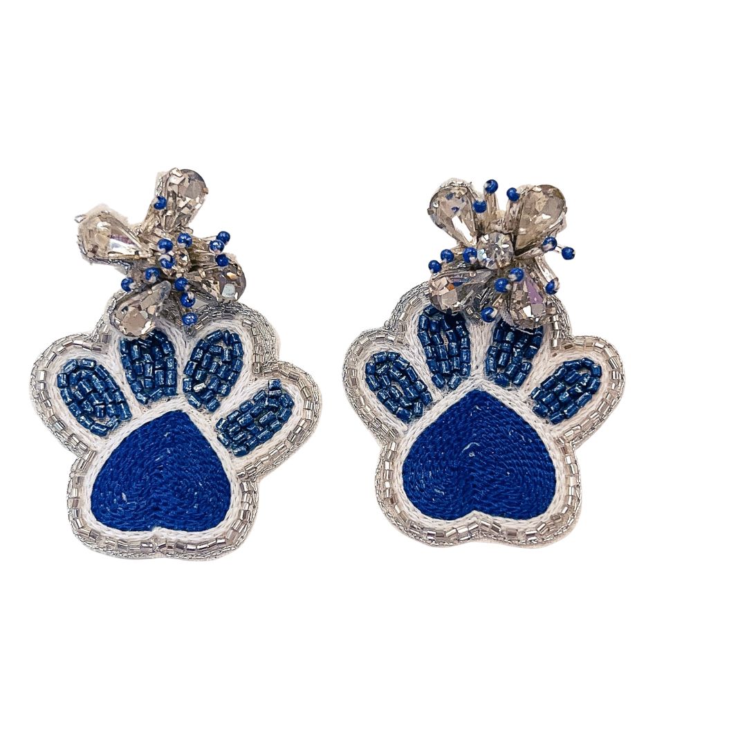 Blue/White Paw Earrings S55