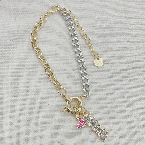 Mama heart rainbow bracelet