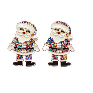 Jeweled Santa Enamel Earrings