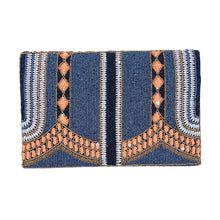 Load image into Gallery viewer, The Megan (orange/navy) beaded Clutch
