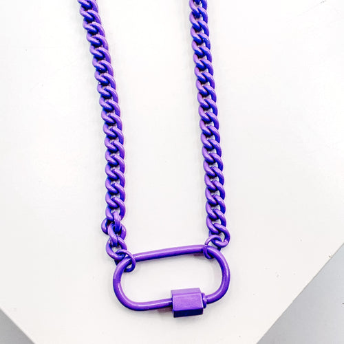 Purple Enamel Clip Necklace L4