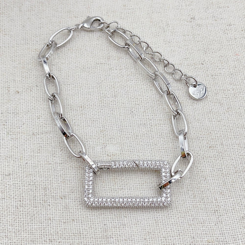 Rectangle Crystal Bracelet Silver O23