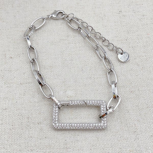 Rectangle crystal bracelet silver