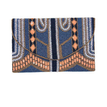 Load image into Gallery viewer, The Megan (orange/navy) beaded Clutch
