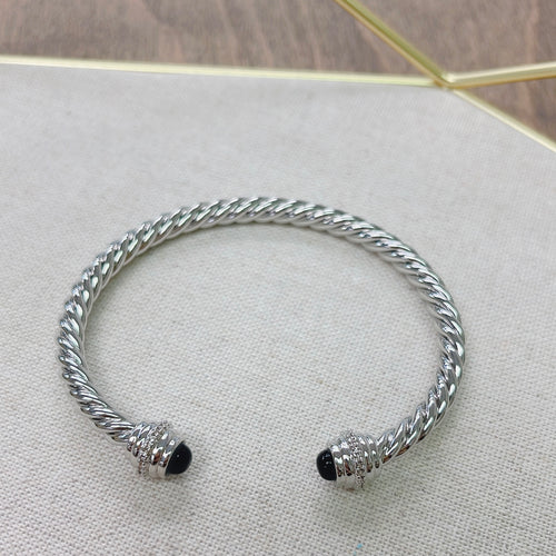 Silver Rope Black Crystal Line O1