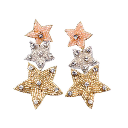 Triple Star Beaded Earrings E3