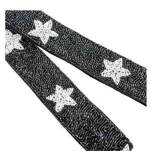 Black/White Beaded Star Strap