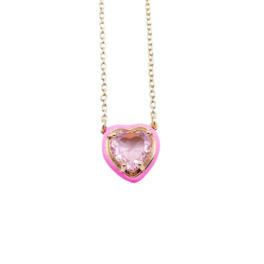 Sarah Pink Heart Necklace J6