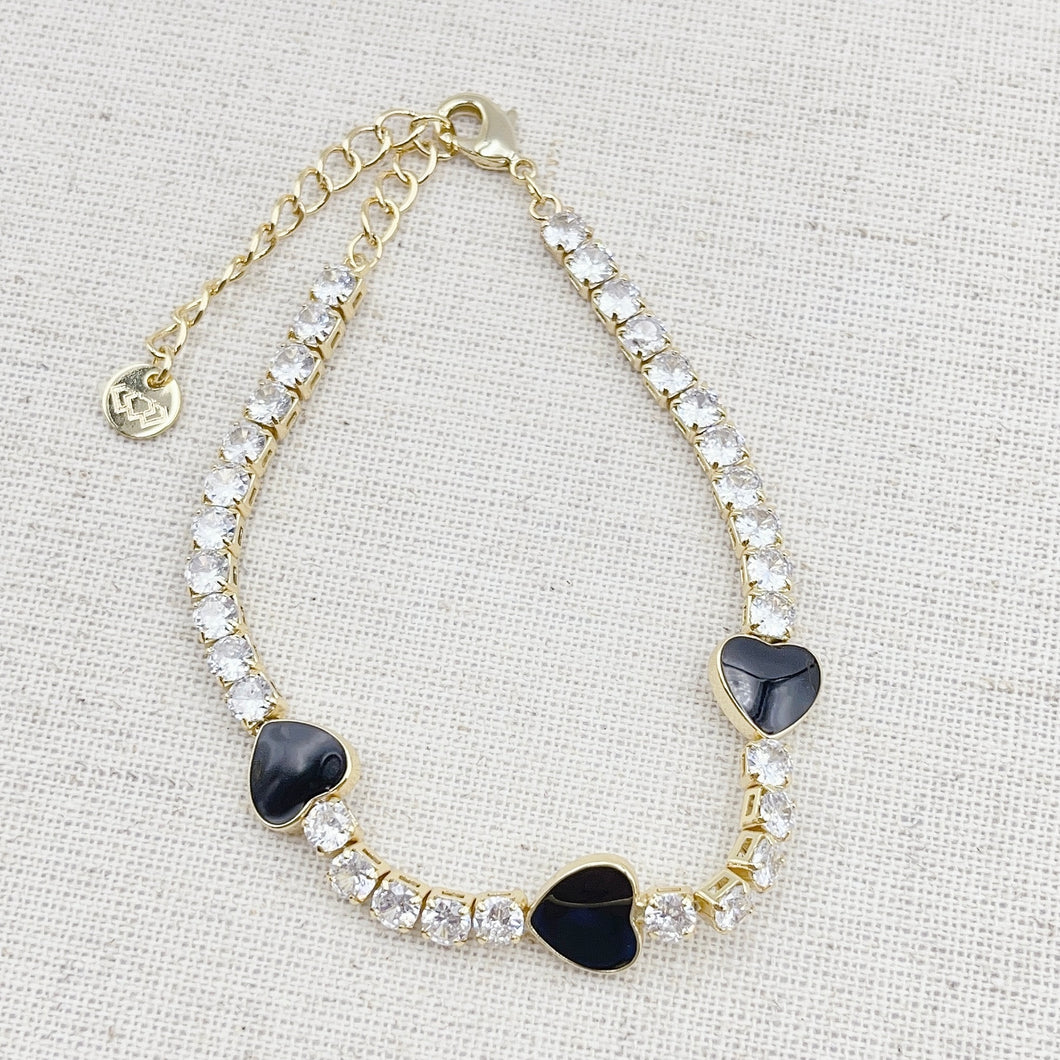 Black Heart Crystal Bracelet O35