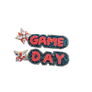 Game Day Beaded Earring Red/Black S49