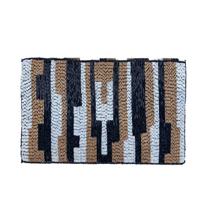 The Val (Black/Gold Beaded) Clutch