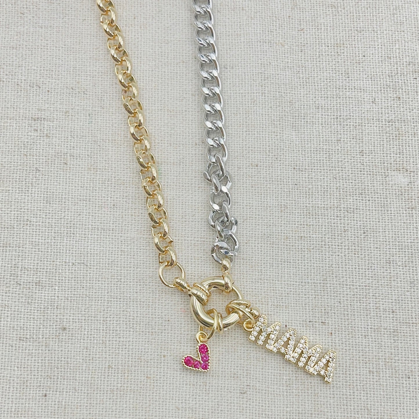 Mama heart crystal necklace J25