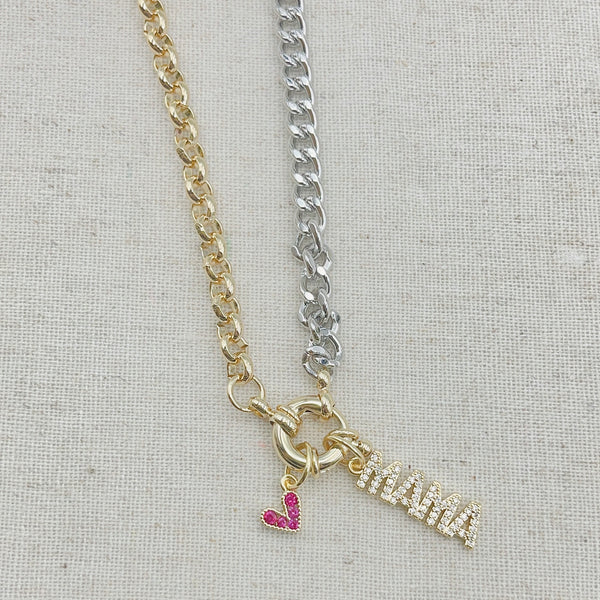 Mama heart crystal necklace