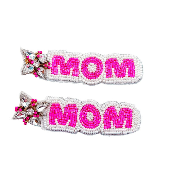 Hot pink mom earring