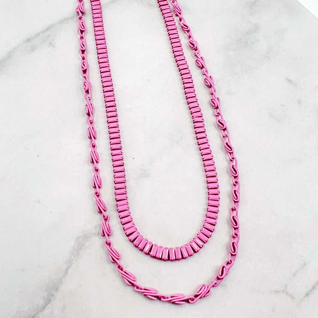 Double Enamel Pink Necklace