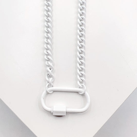 White Enamel Clip Necklace L3