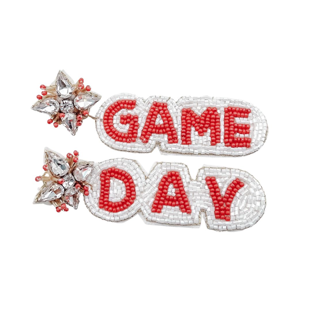 Game Day Earring Light Red/White S51