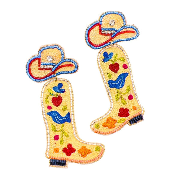 Embroidered Boot Earring