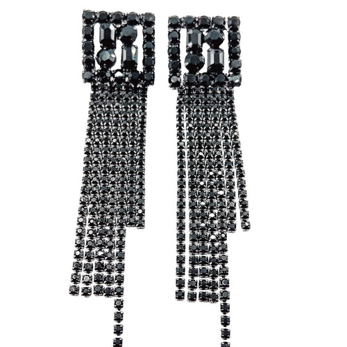 Black Square Crystal Dangle Earring E20