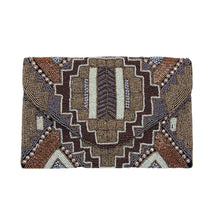 Load image into Gallery viewer, The Marissa (Brown/Cream) Beaded Clutch
