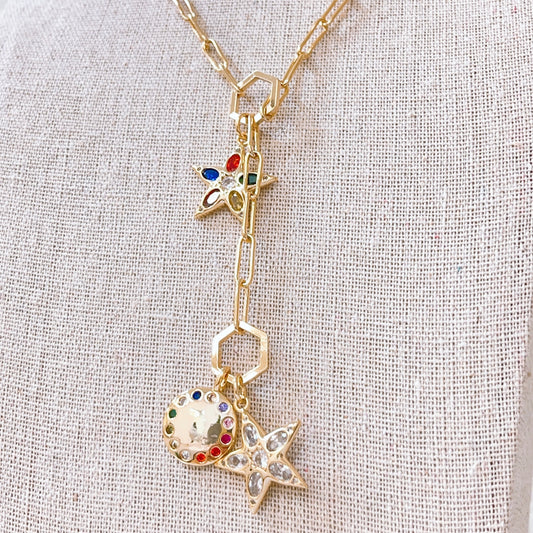 Rainbow Star Charms Gold J43