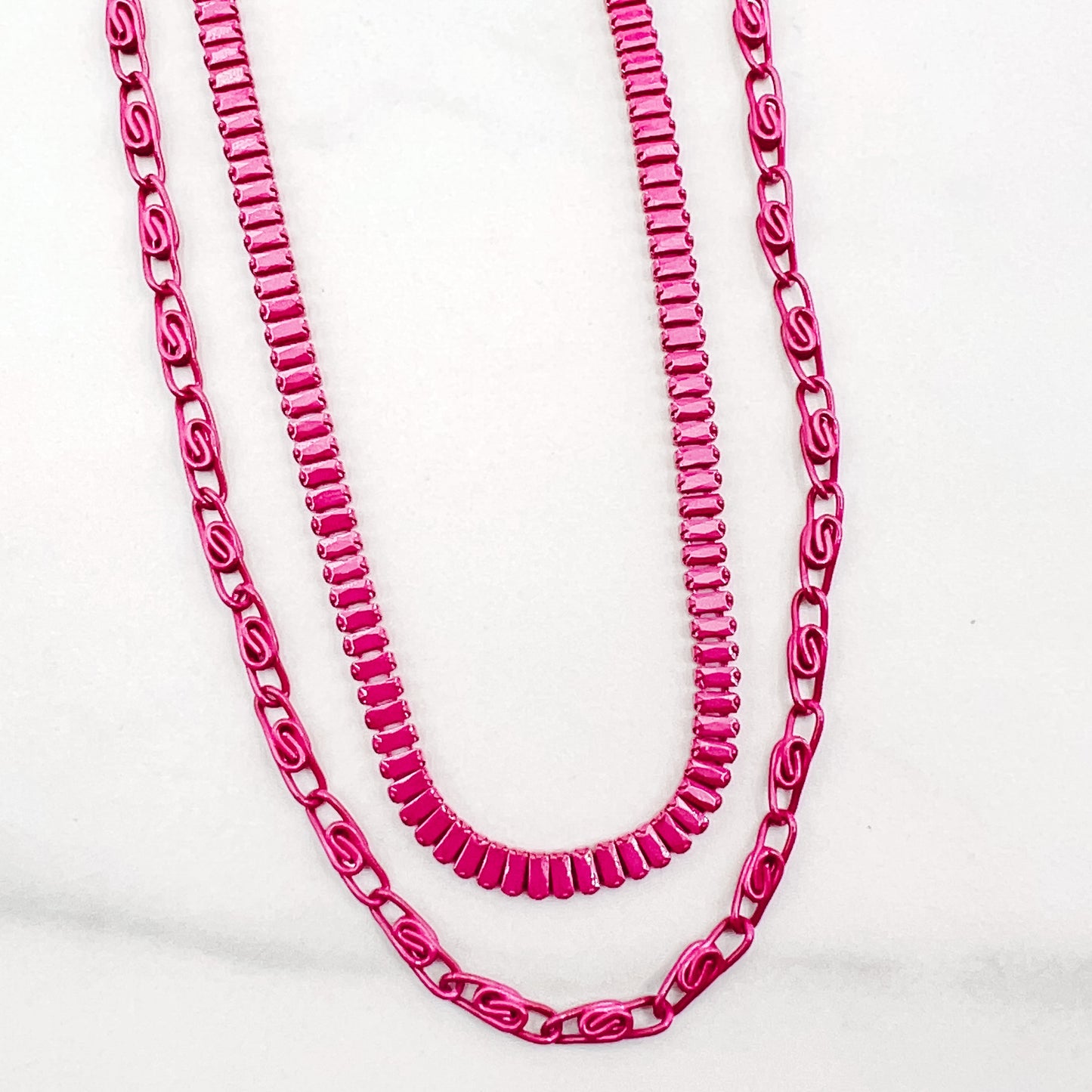 Double Enamel Fuchsia Necklace L8