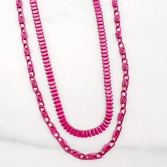 Double Enamel Fuchsia Necklace N14