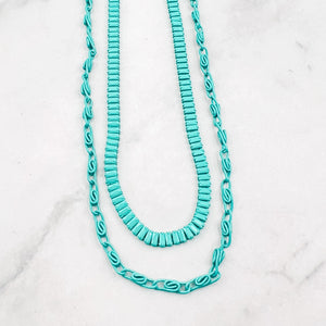 Double Enamel Turquoise Necklace N-11