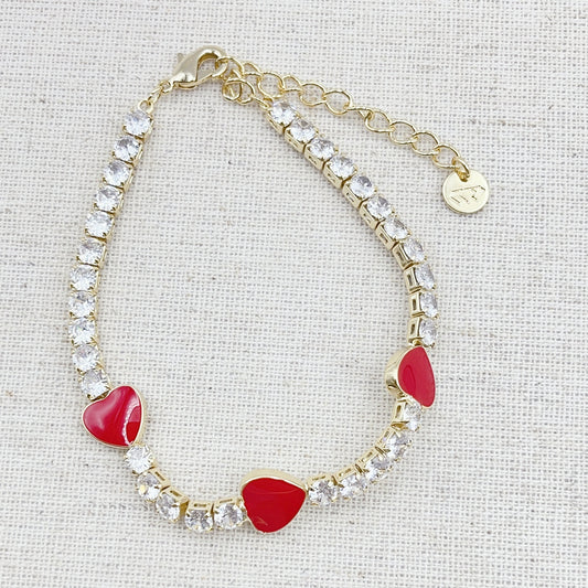 Red heart crystal bracelet O35