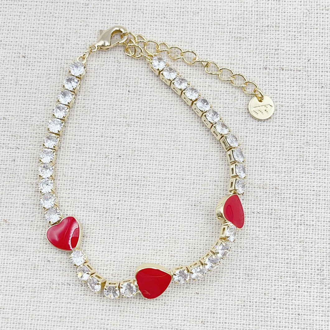 Red heart crystal bracelet O35