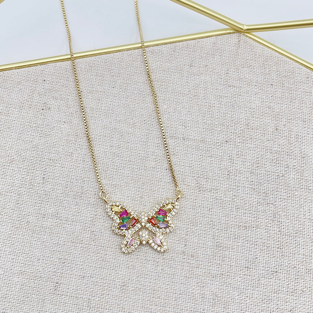 Rainbow butterfly necklace