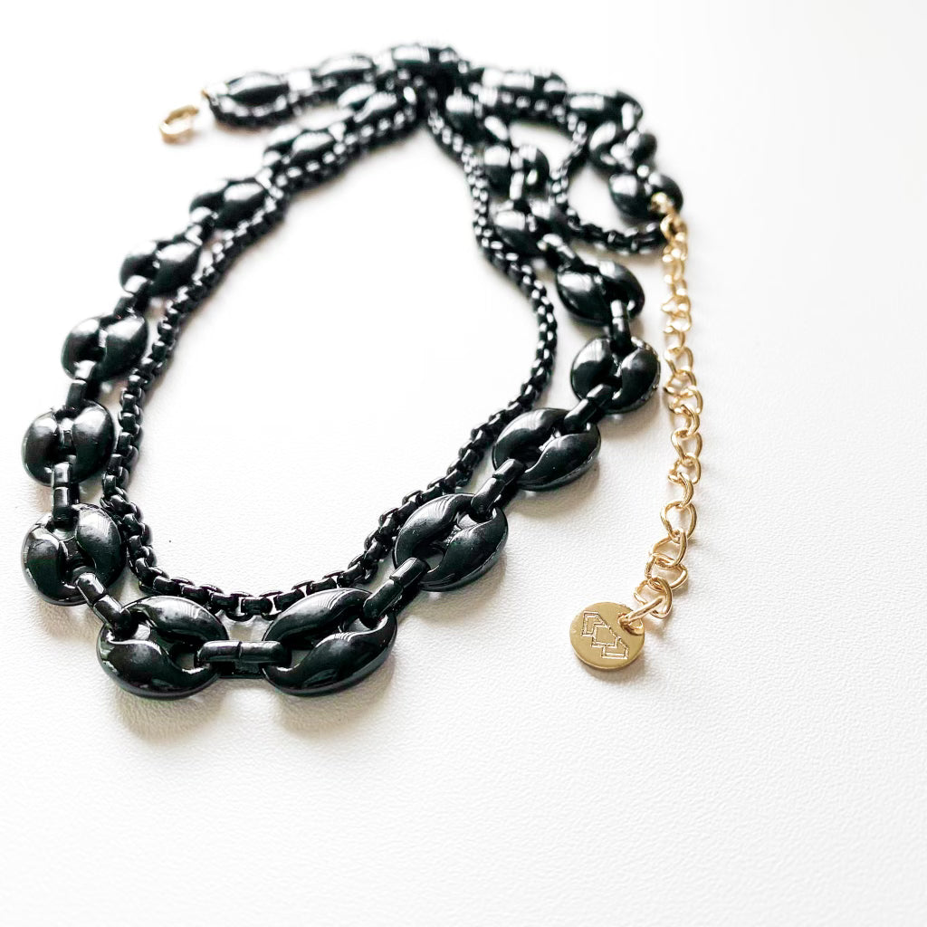 Double G Black Necklace N14